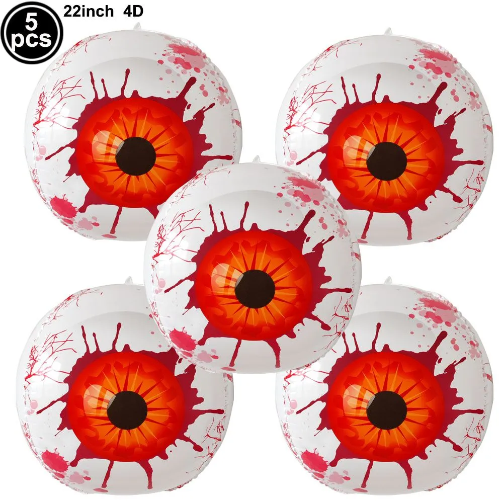 4D 22inch Halloween Foil Inflatable Eyeball Decoration Spooky Halloween Party Supplies Eyeball Balloons Halloween Home Decors