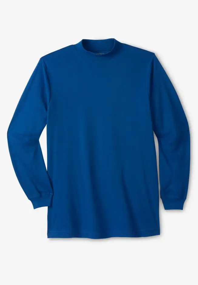 Mock Turtleneck Long-Sleeve Cotton Tee