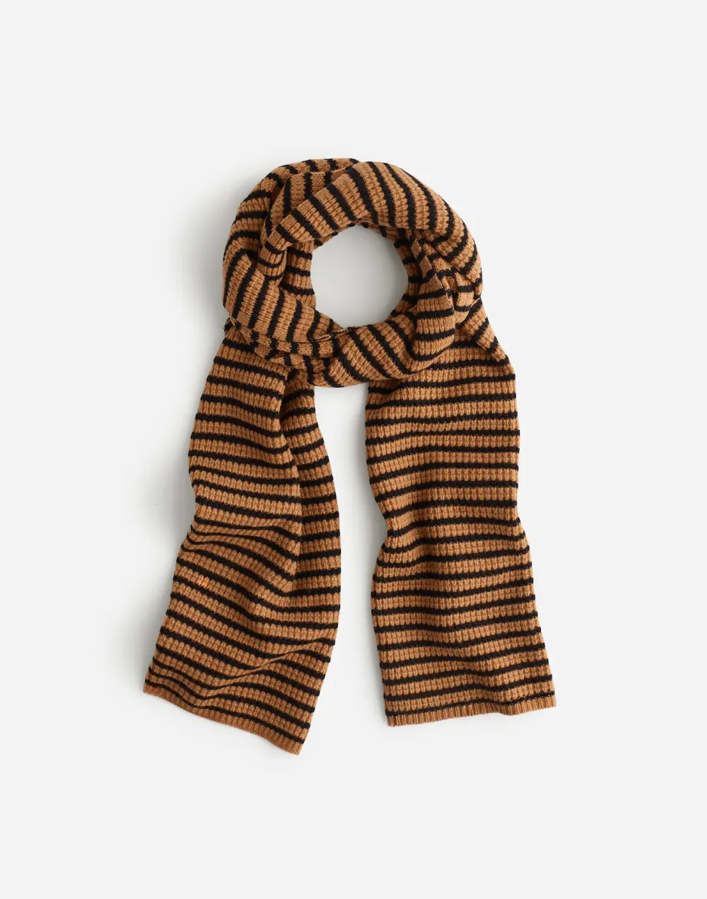 Wool Waffle-Knit Scarf In Stripe