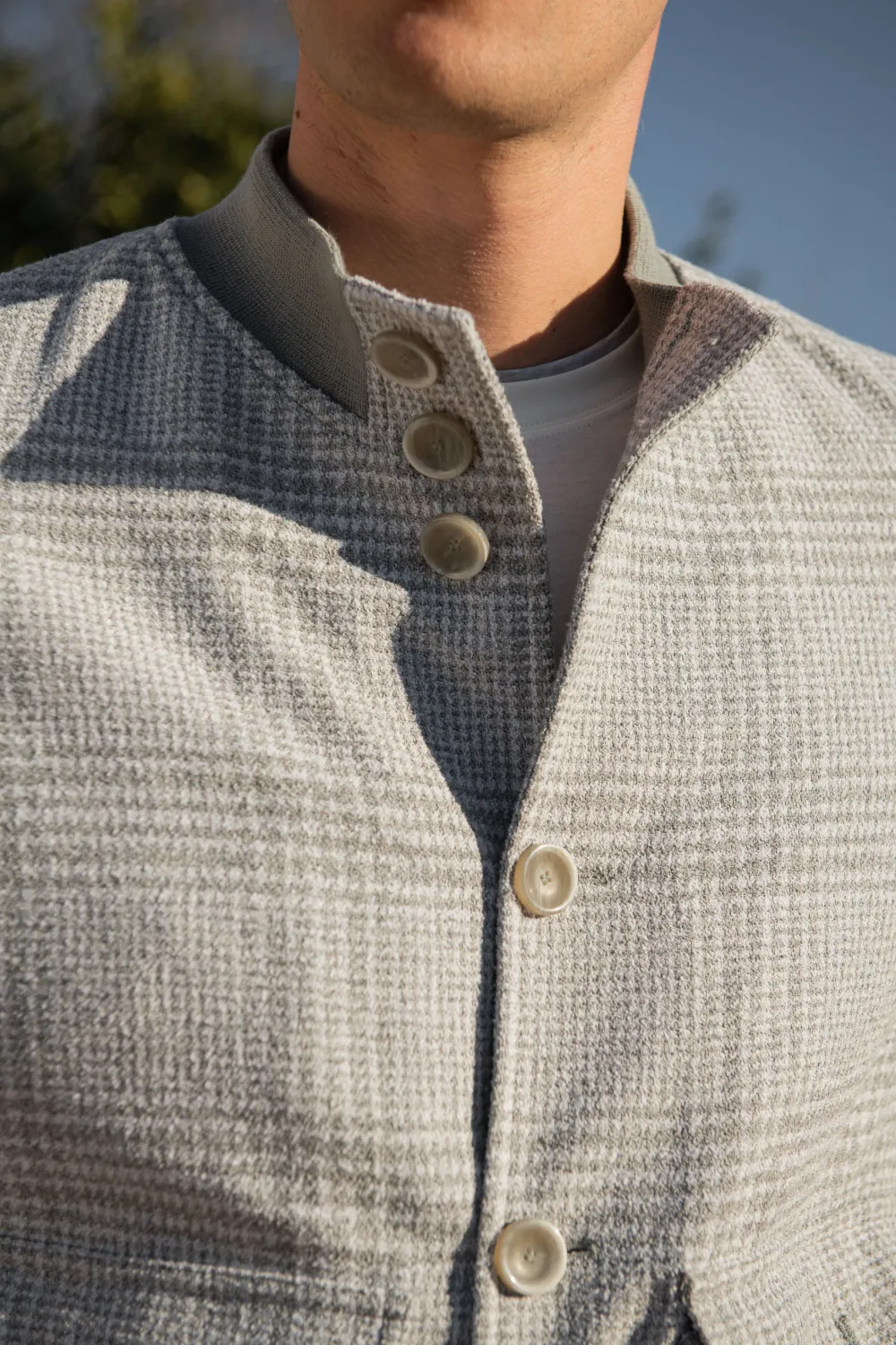 LIGHT GREY PRINCE OF WALES BOMBER JACKET