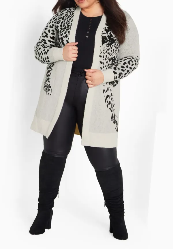 Leopard Print Shoulder Cardigan