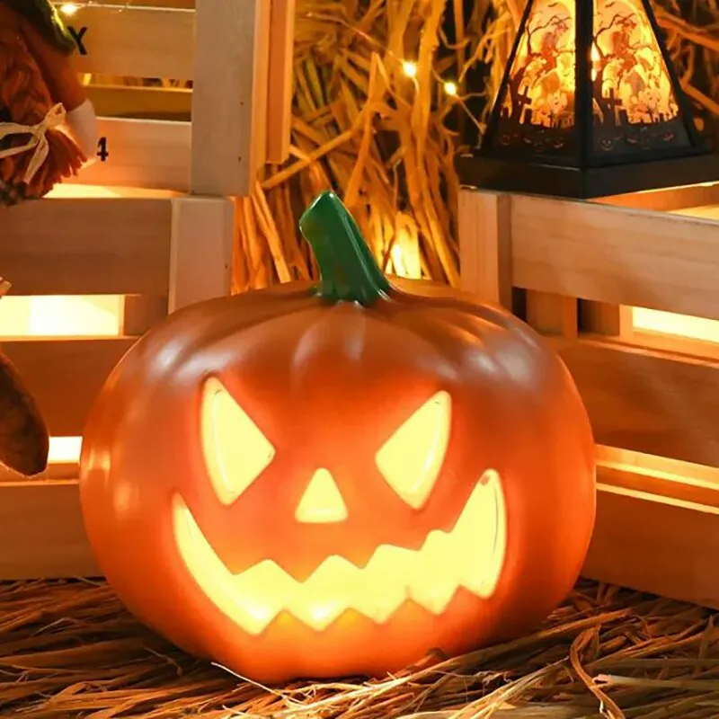 24*20cm Pumpkin Lantern Plastic Halloween Led Pumpkin Lamp Flashing Ghost Lighting Festival Park Indoor Garden Decoration New