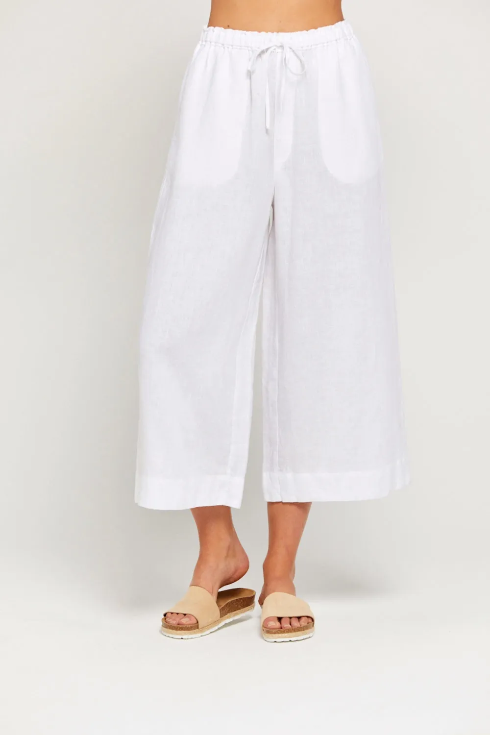 White Lazy Simple Loose Breathable  Pants