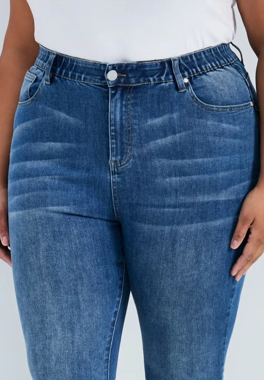 Tight Elastic Waistband Jeans