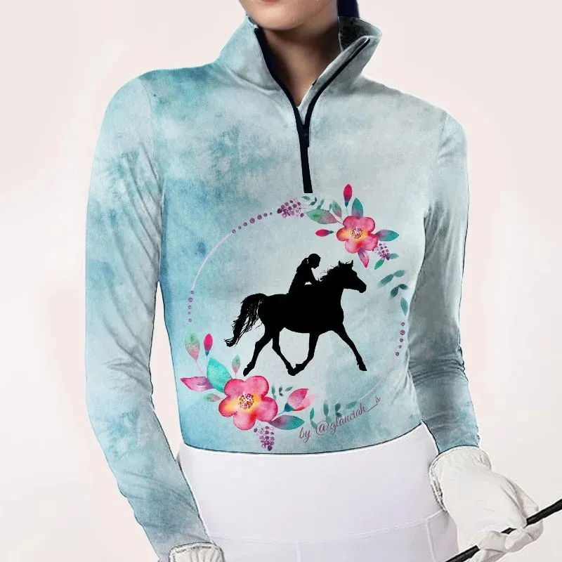 Women's Equestrian Print Long Sleeve Shirt