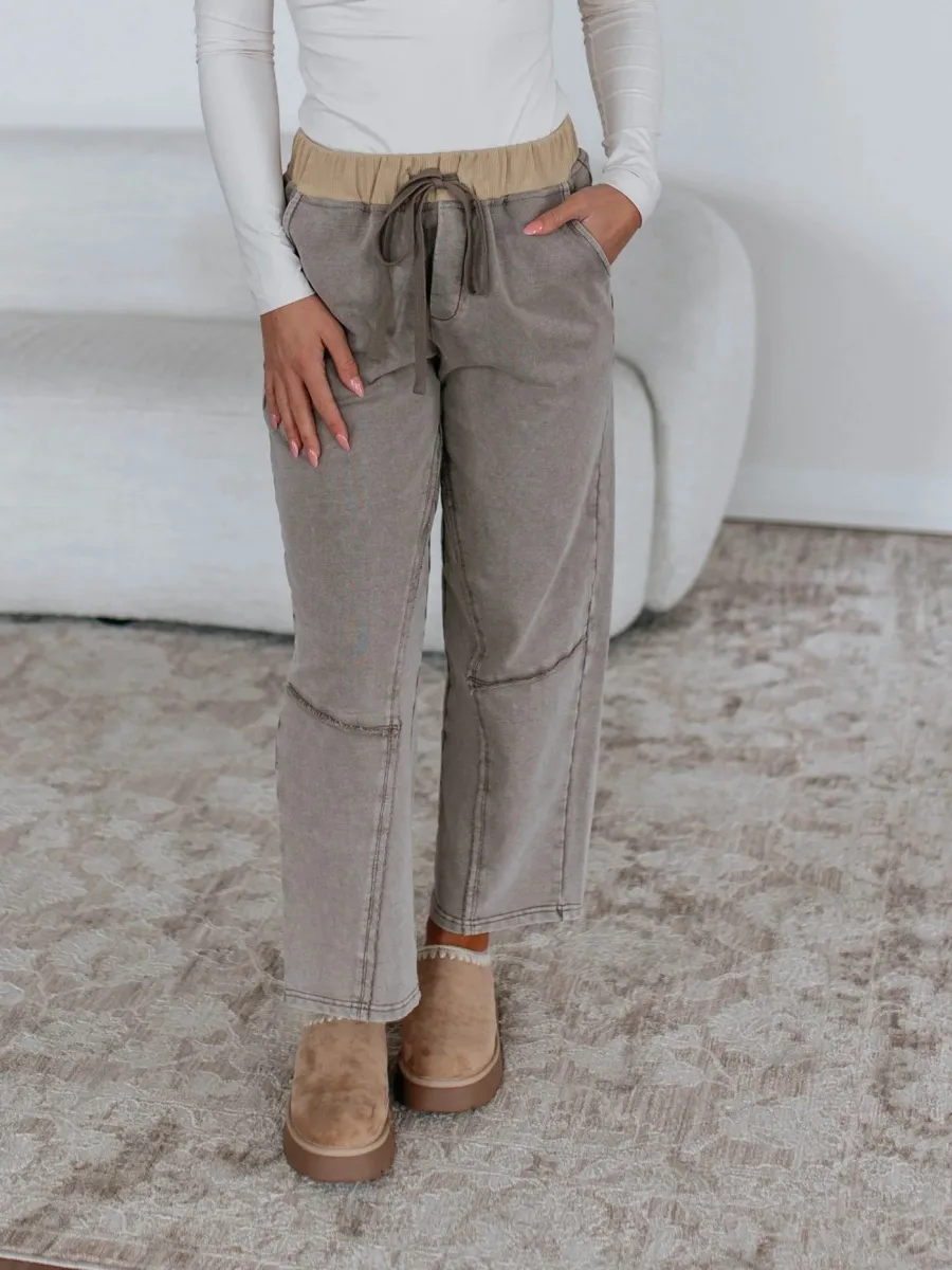 Contrast Waist Pants