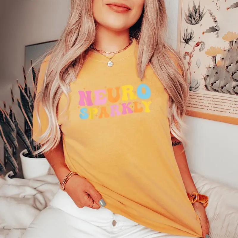 Neuro Sparkly Neurodiversity Unicorn Adhd Awareness Groovy Women's Oversized Comfort T-Shirt