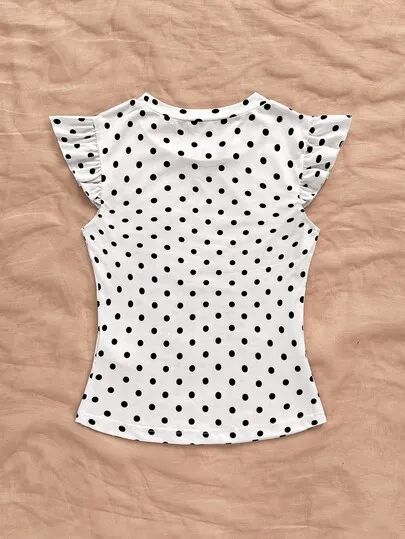 Polka Dot Cap Sleeve Tee