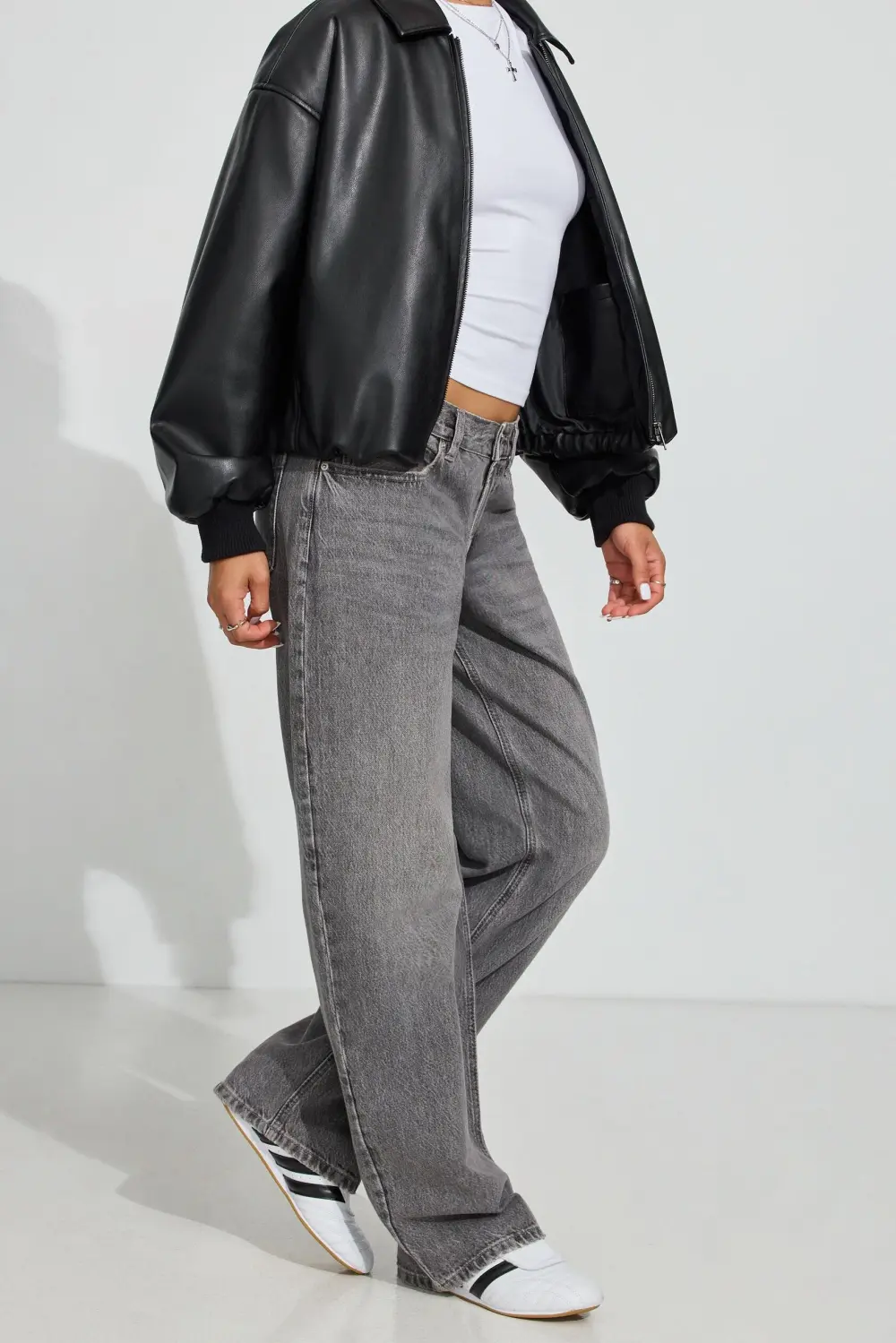 Low Rise Baggy Grey Jeans