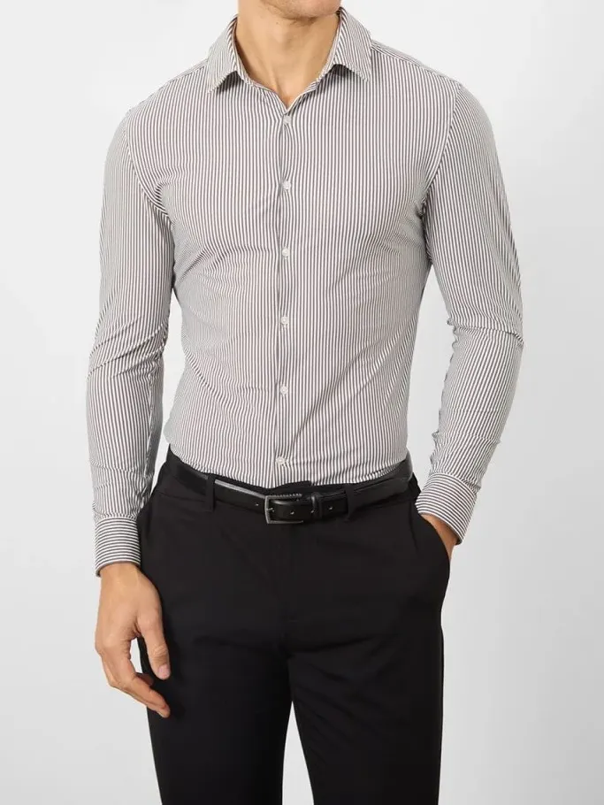 Grey Stripe Comfortable Business Blouse