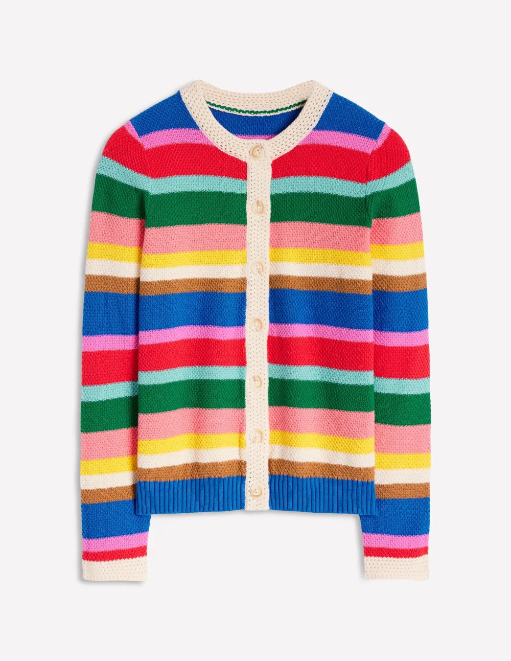 Multicolor Striped Crochet - Trim Cardigan