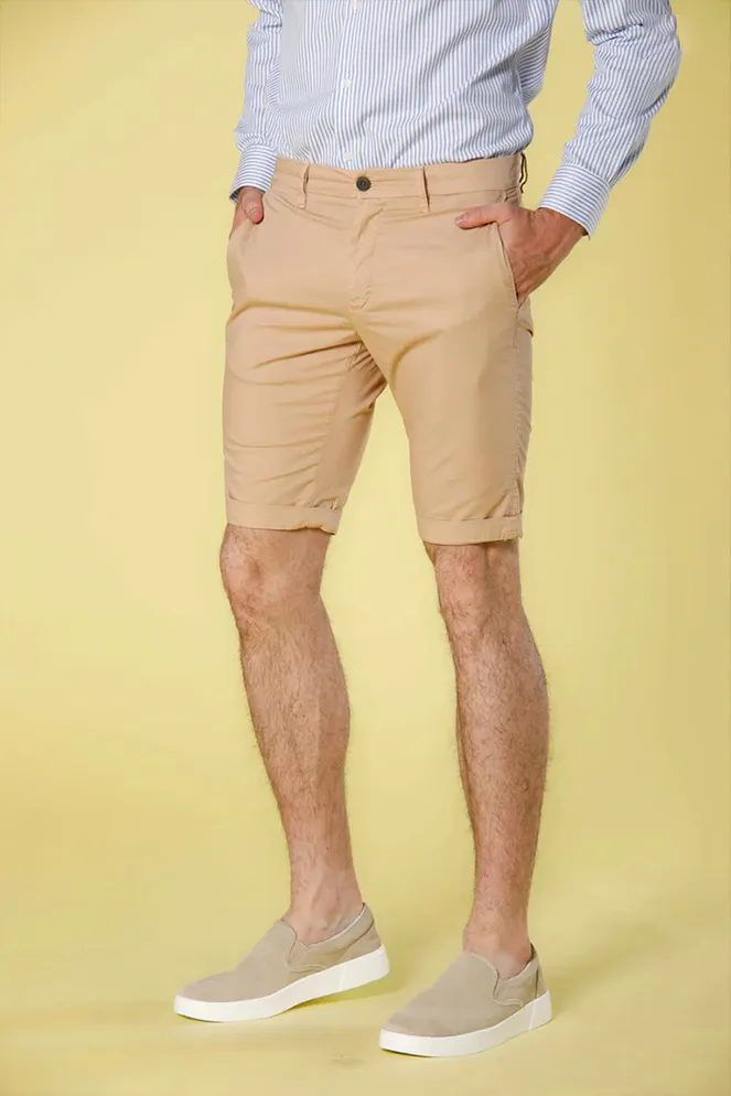 Light Kaki Cotton Twill Cargo Shorts For Men - Regular Fit