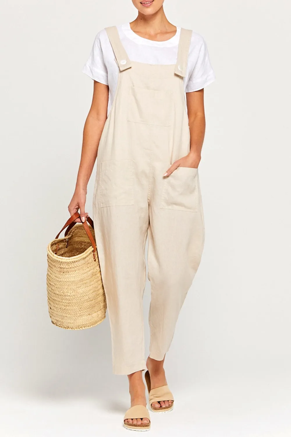 Ecru Loose Commute Comfortable Breathable Jumpsuit