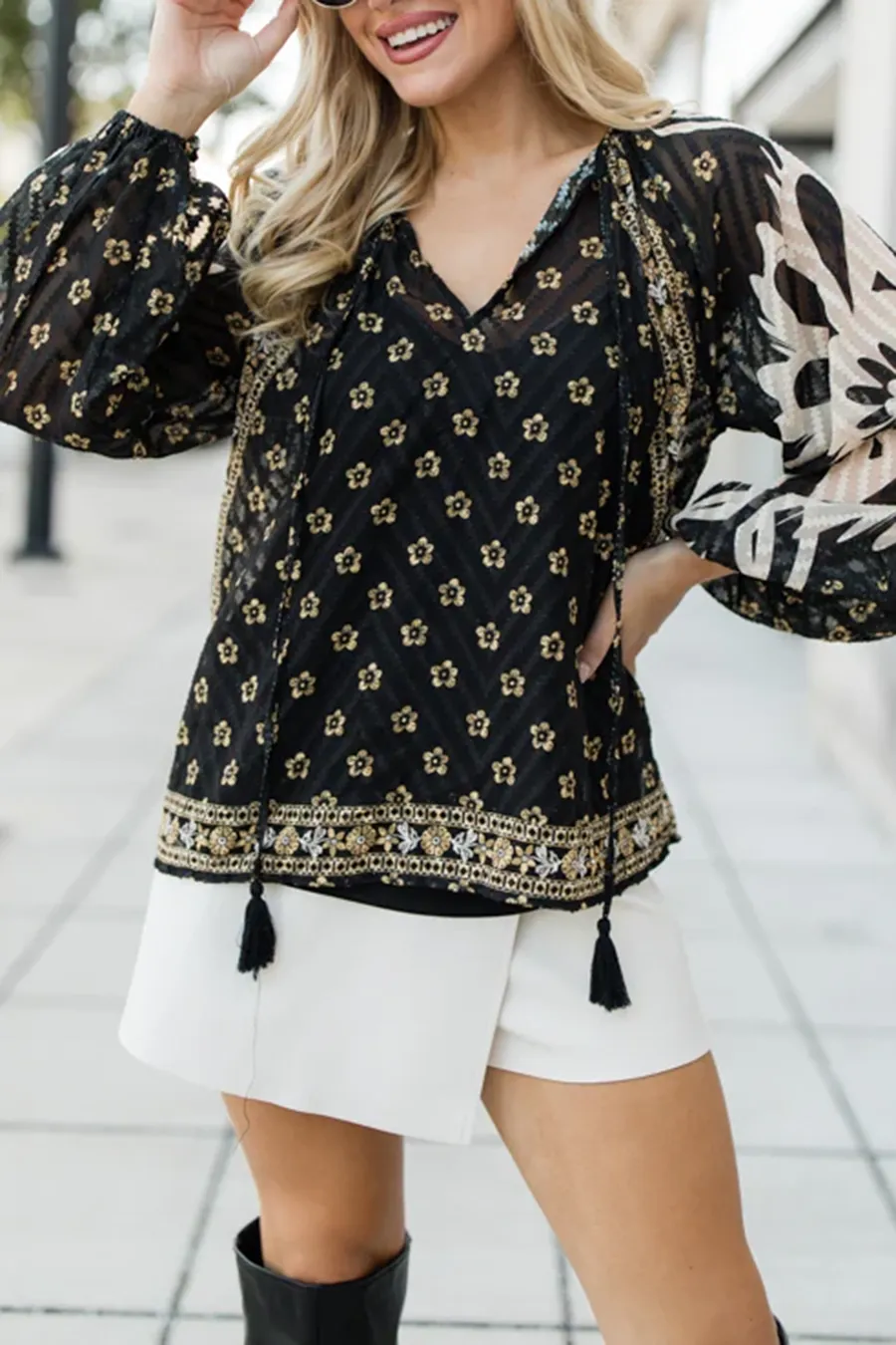 Black Multi Printed Blouse