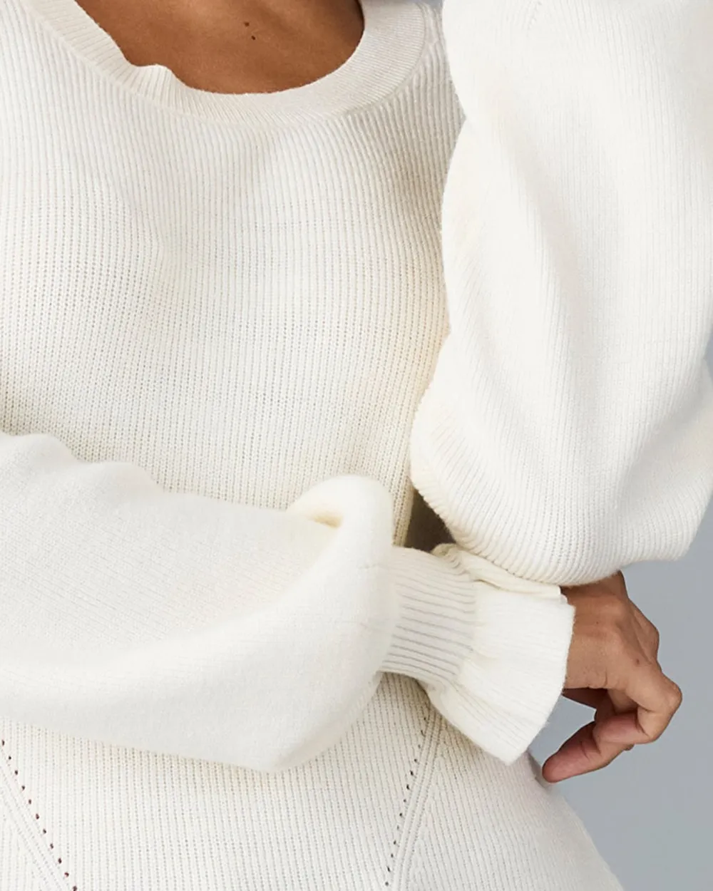 White Cut Out Knit Sweater