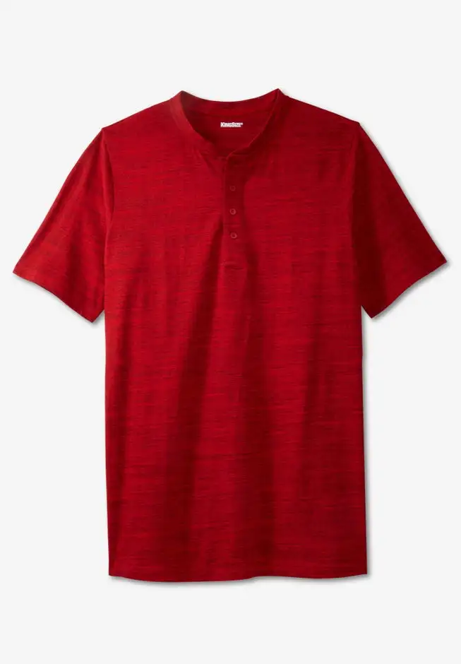 Shrink-Less Longer Length Lightweight Henley T-Shirt