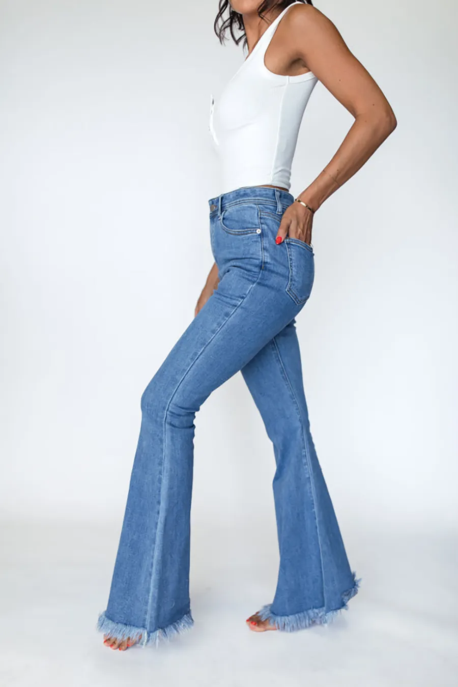 Medium Wash Stretchy Flare Jeans