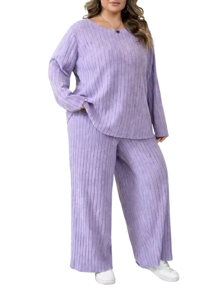 Plus Size Women's Casual Two-Piece T-Shirt & Pants Set