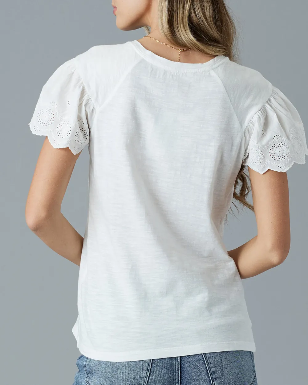 Casual T-Shirt With Delicate Eyelet Detailing