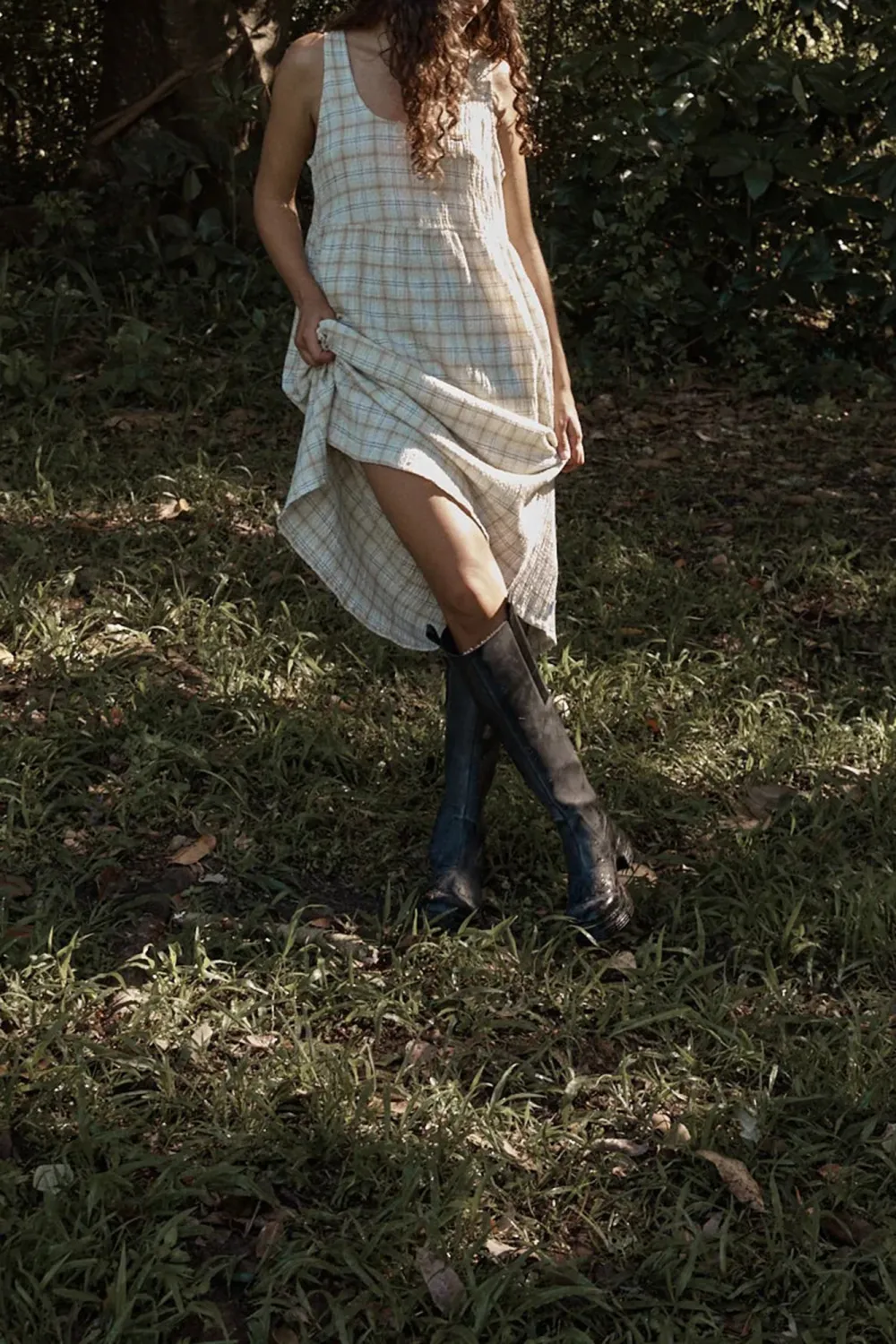 Tank Check Daily Loose Simple Plaid Dresses