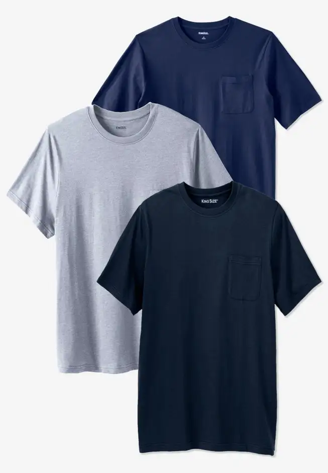 3-Pack Longer Length Pocket Crewneck