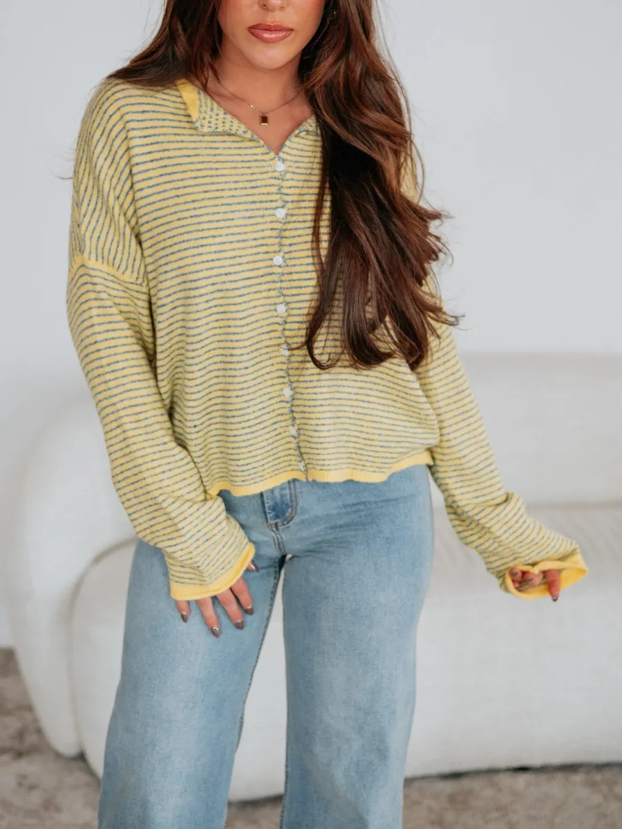 Striped Dropped Shoulder Cardigan