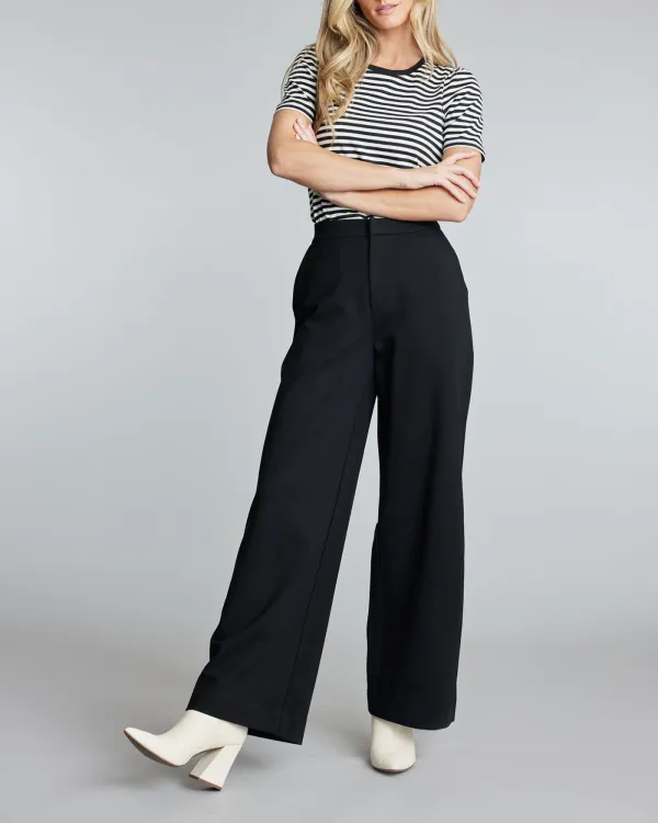 Black High Rise Wide Leg Office Pant