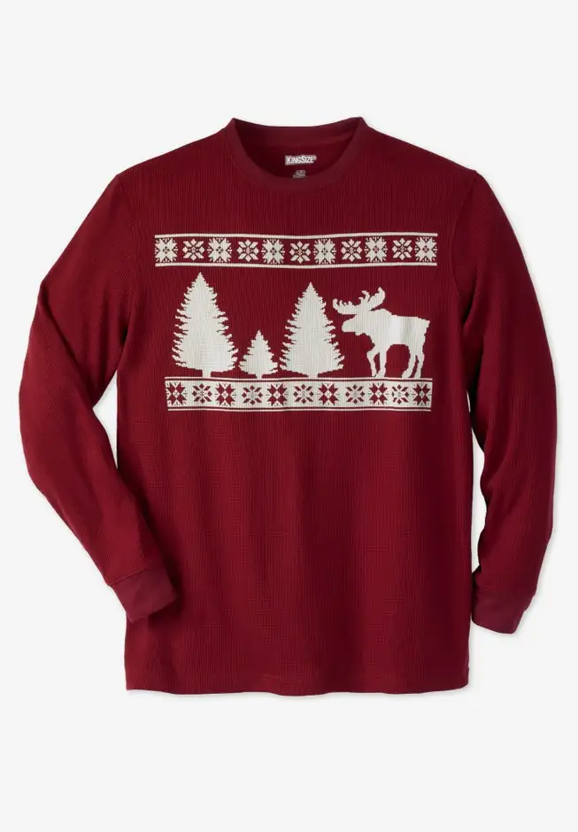 Waffle-knit Thermal Crewneck Tee