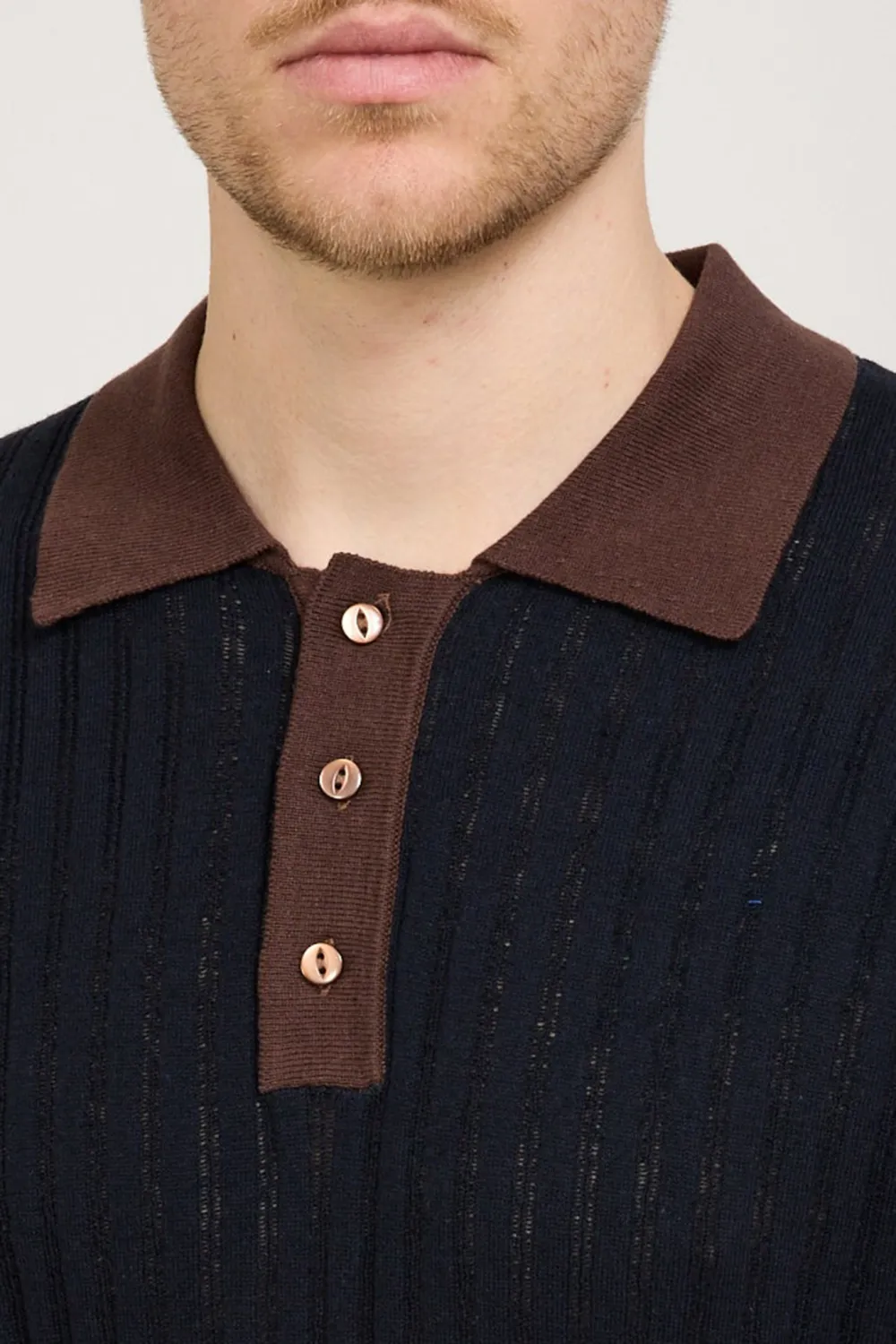 Black Polo Shirt With Brown Collar