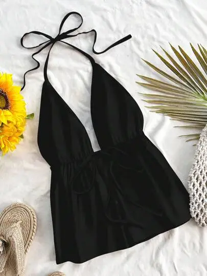 Open-Back Halter Tank Top