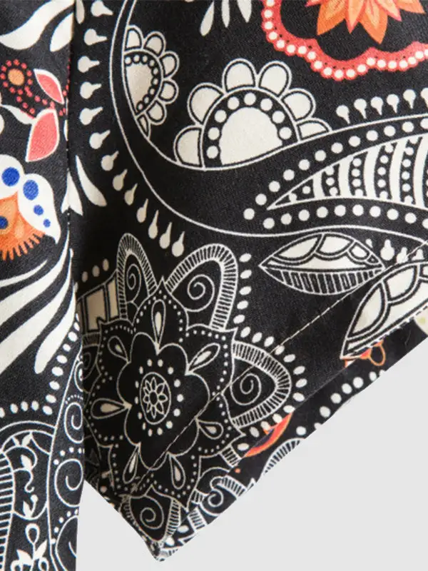 Men'S Paisley Print Short Sleeve Shirt Shorts Set