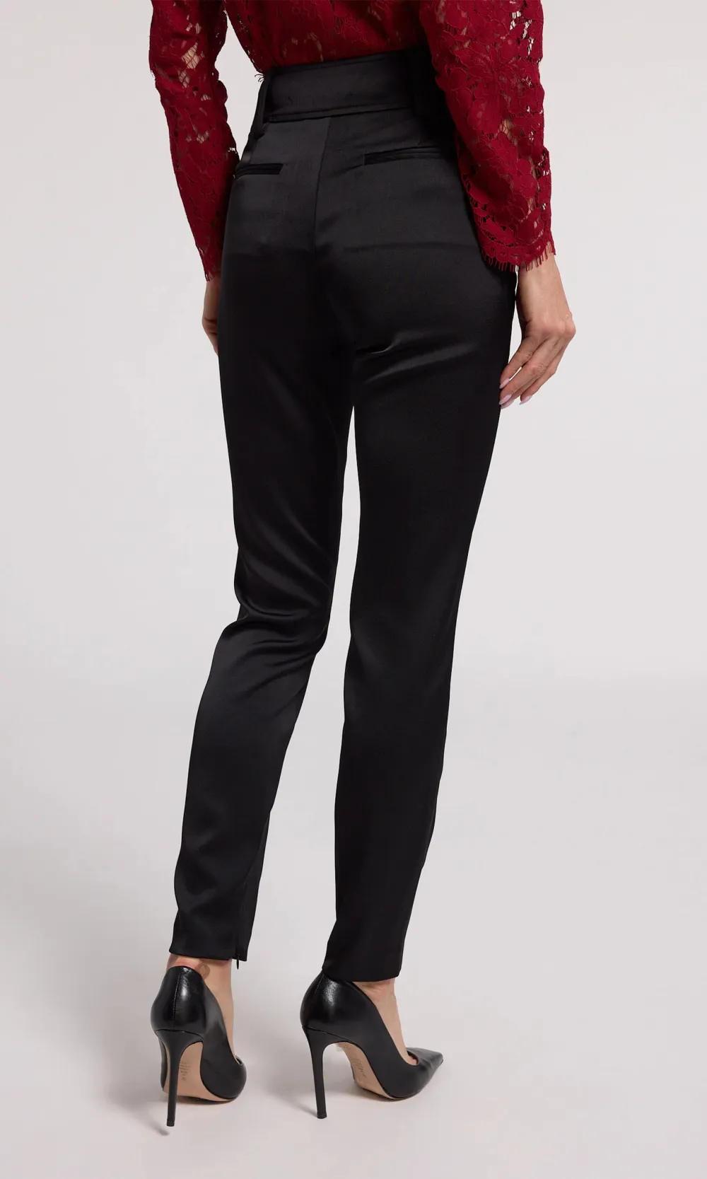 Black Satin Skinny Trousers