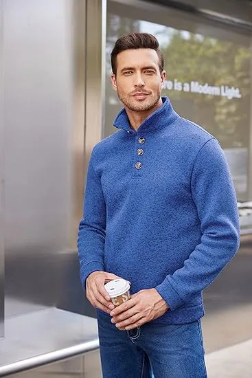 Men's Casual Slim Fit Pullover Sweater Knitted Thermal Sweatshirt.Fleece-lined For Warmth And Wind Protection.Comfortable And Stylish