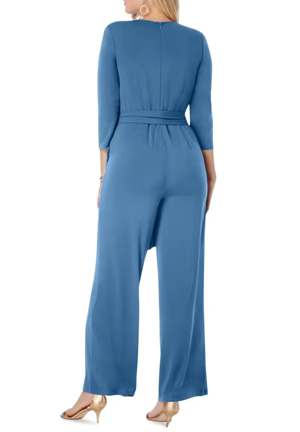 V-neck Wide Leg Knit Jumpsuit