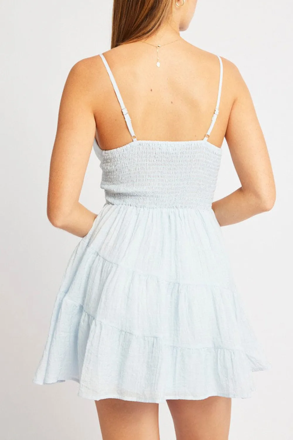 Blue Fit And Flare Dress Mini Tiered