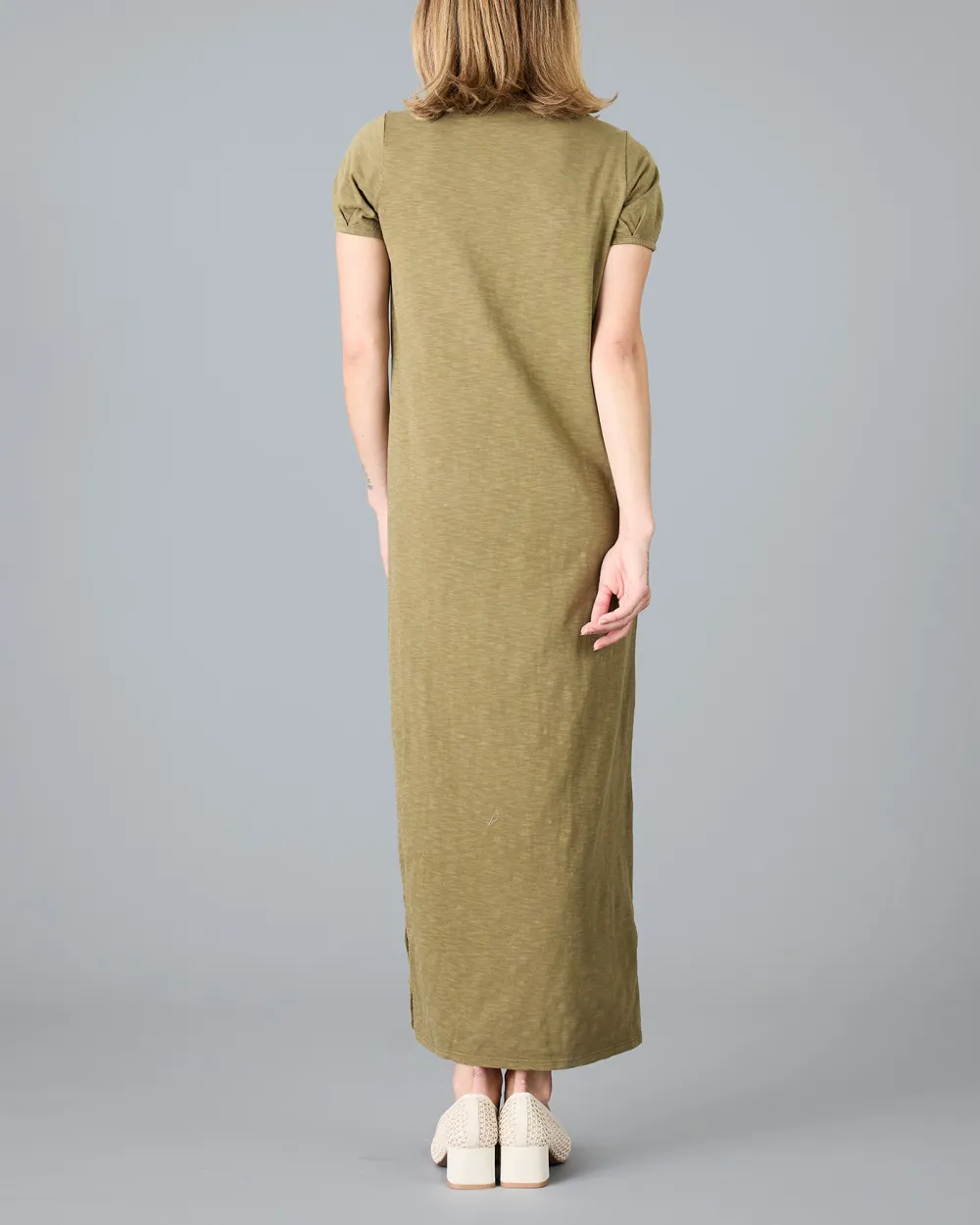 Burnt Olive Short Sleeve Maxi Dress