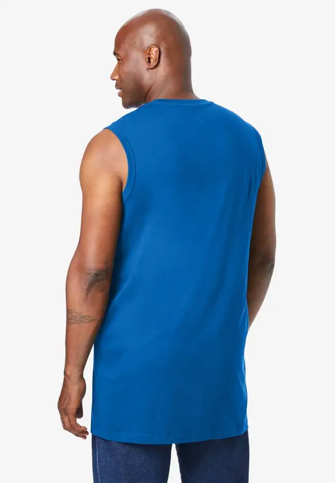 Shrink-Less Longer-Length Lightweight Muscle Pocket Tee