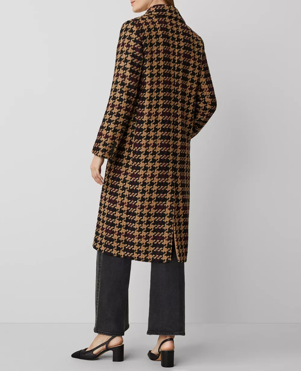 Petite Plaid Long Double Breasted Coat