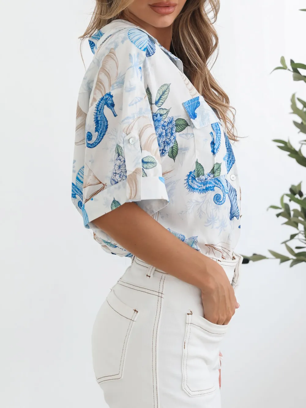 Casual Style White Print Shirt