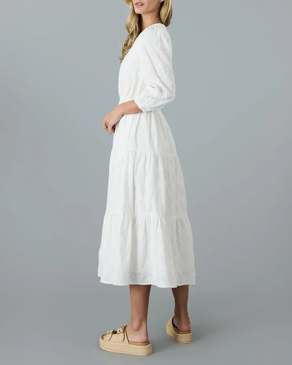 White Side Pockets Maxi Dress
