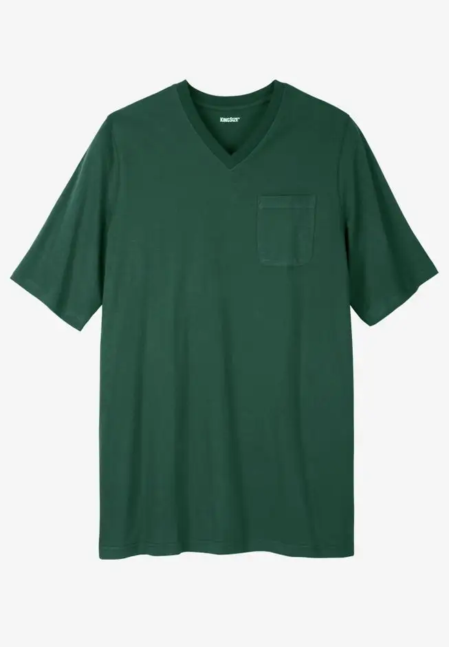 Shrink-Less Lightweight Longer-Length V-neck T-shirt