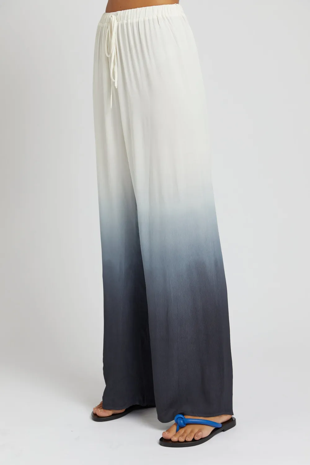 White Minimalist Tie-Dye Gradient Loose Straight  Pants