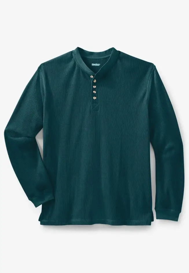 Waffle-Knit Thermal Henley Tee