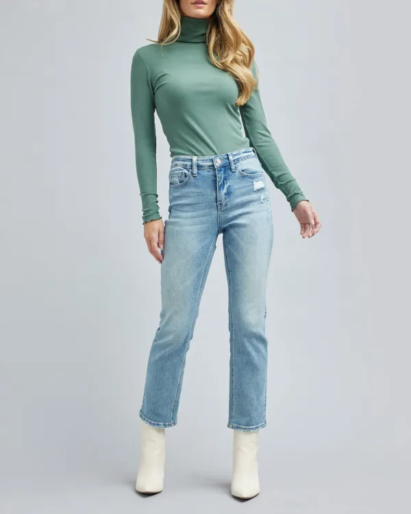 High Rise Slim Straight Jean