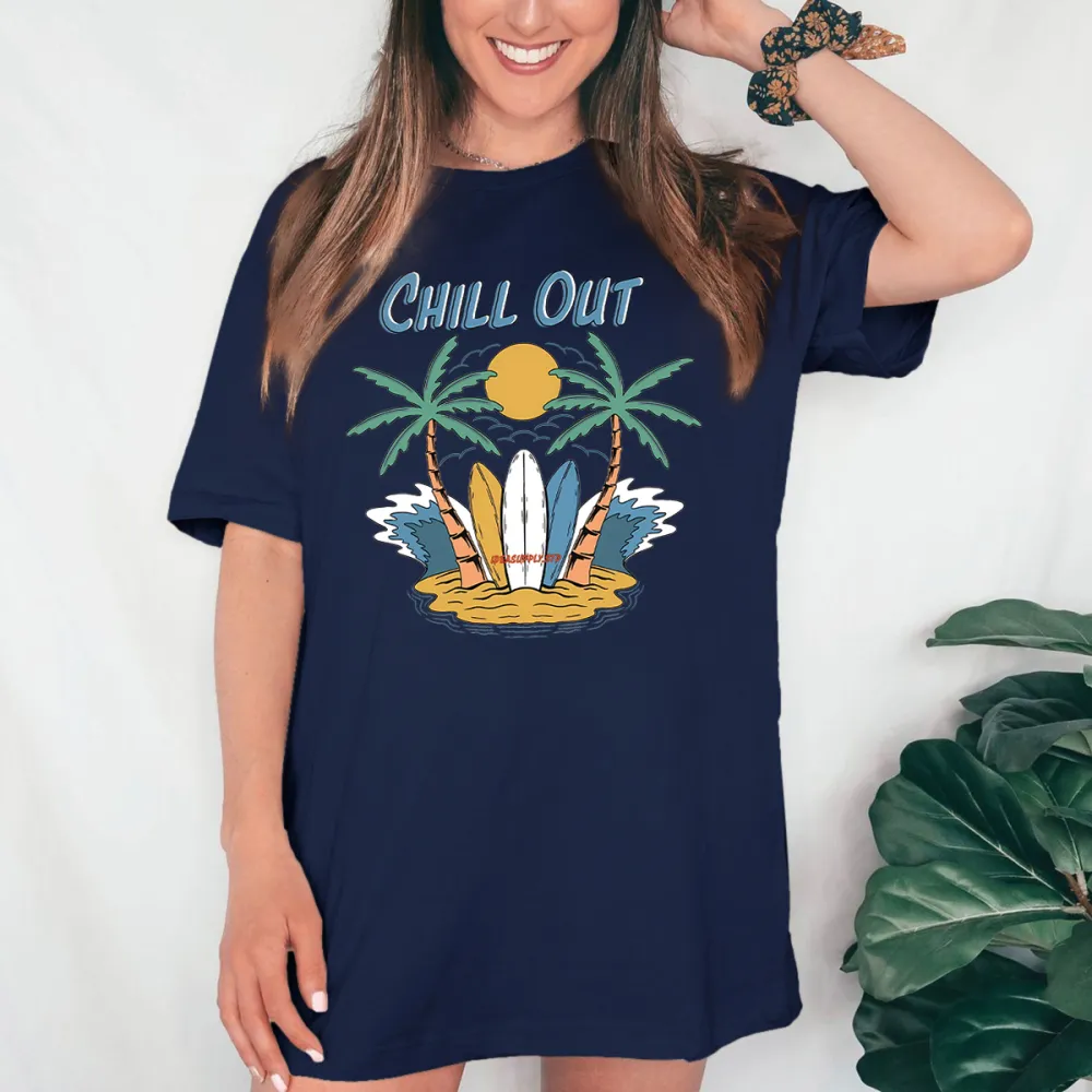 Tropical Beach Vibe Printed Short - Sleeve Tee