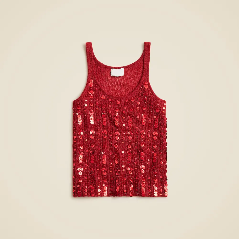 Embellished Pointelle Sweater Tank Tops