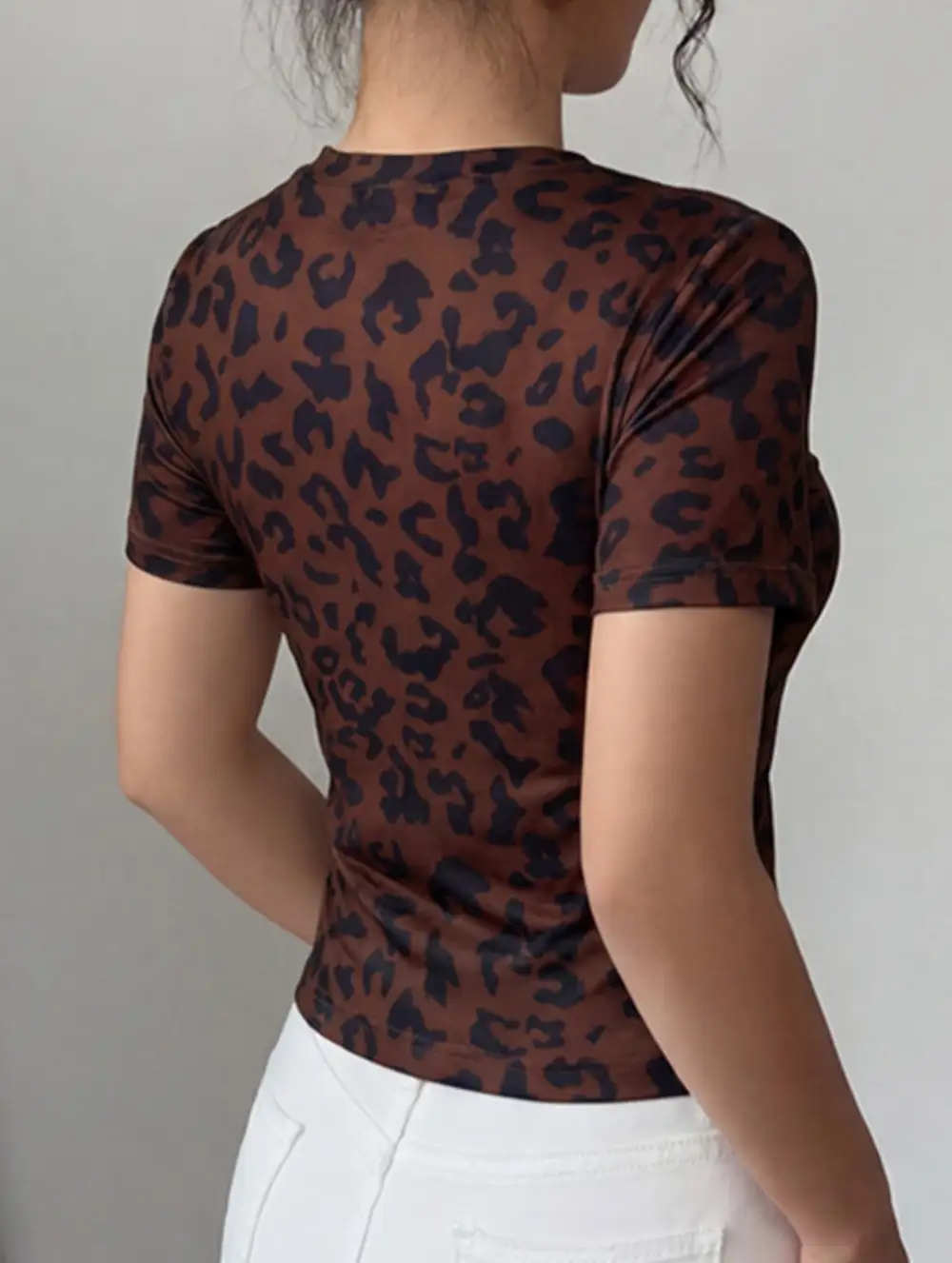 Floral Slit Slim-Fit T-Shirt