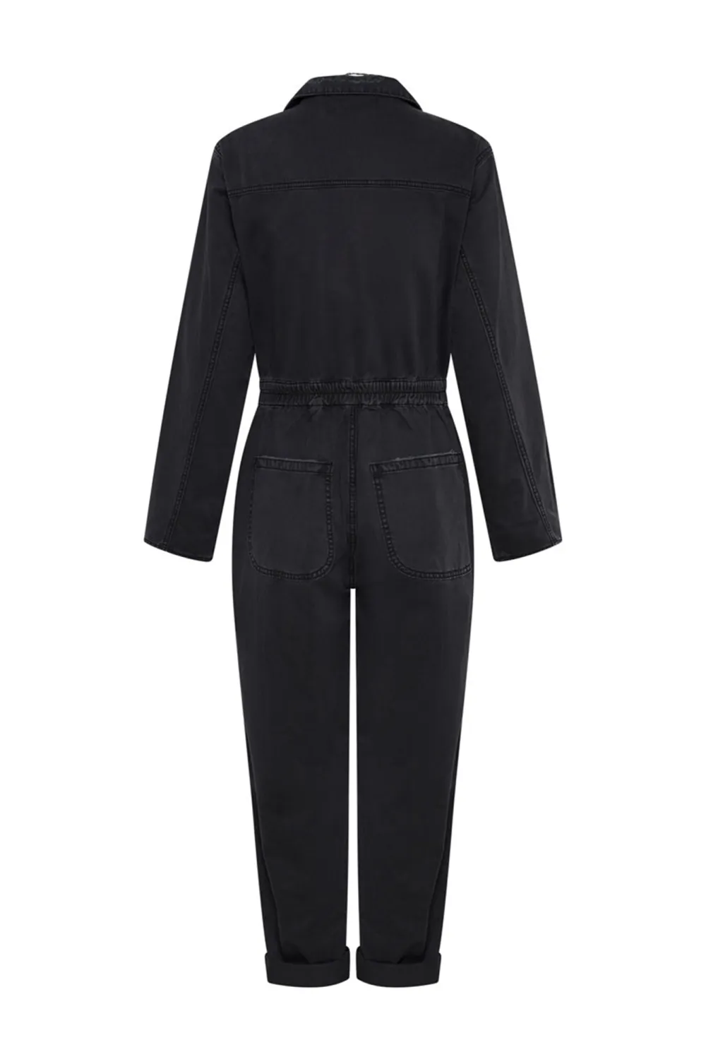 Black Vintage Simple Workwear Jumpsuit