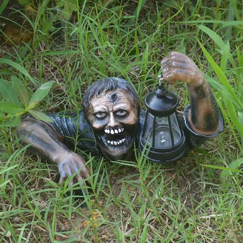 New Halloween Zombie Lantern Resin Crafts Decoration Garden Ornaments Horror Sculpture