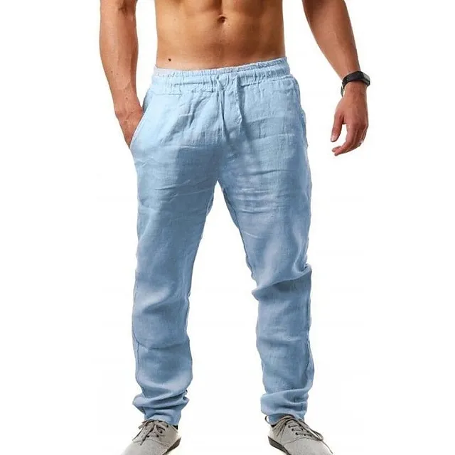 Men's Slim Fit Micro-Elastic Linen Trousers